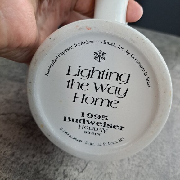 Budweiser Lighting the Way Home 1995 Holiday Stein - Picture 12 of 16